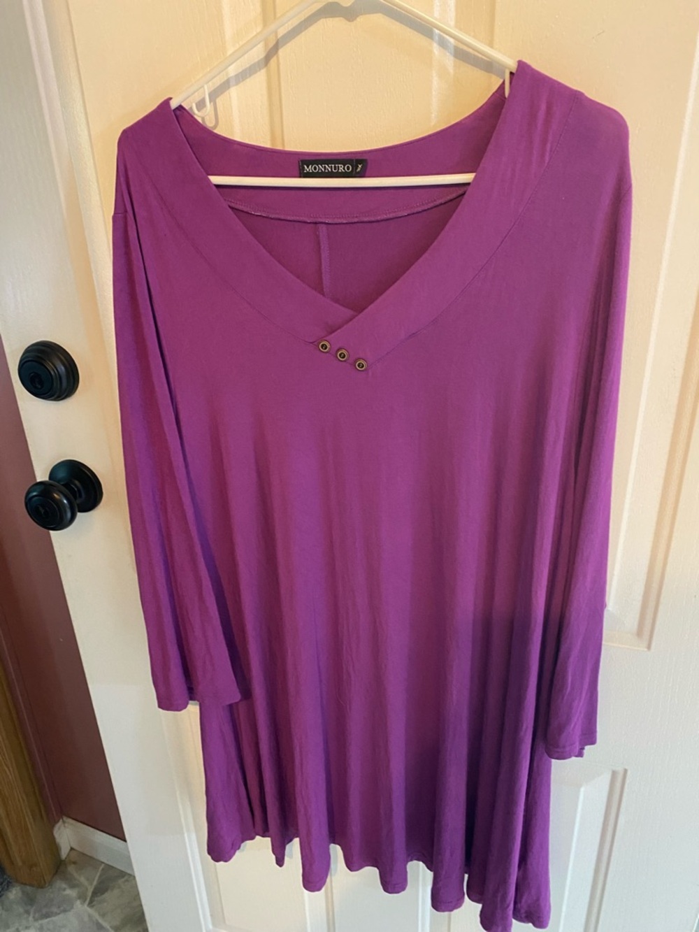 Purple V-Neck Tunic Top